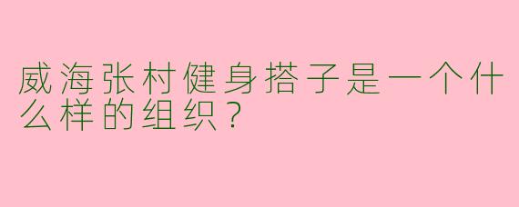 威海张村健身搭子是一个什么样的组织？
