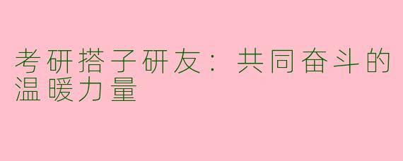 考研搭子研友：共同奋斗的温暖力量