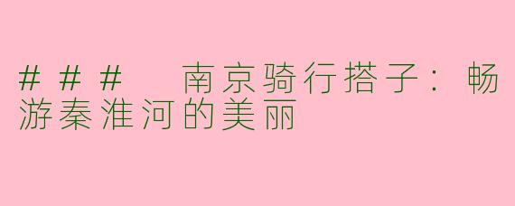 ### 南京骑行搭子：畅游秦淮河的美丽