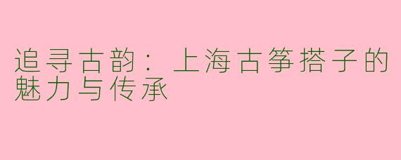 追寻古韵：上海古筝搭子的魅力与传承