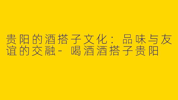 贵阳的酒搭子文化：品味与友谊的交融-喝酒酒搭子贵阳