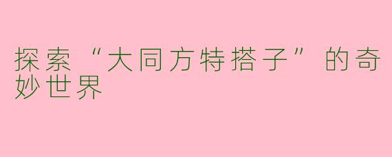 探索“大同方特搭子”的奇妙世界