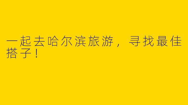 一起去哈尔滨旅游，寻找最佳搭子！