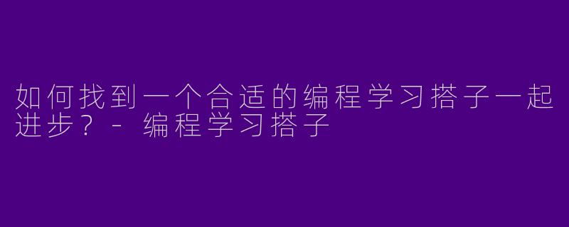 如何找到一个合适的编程学习搭子一起进步?
