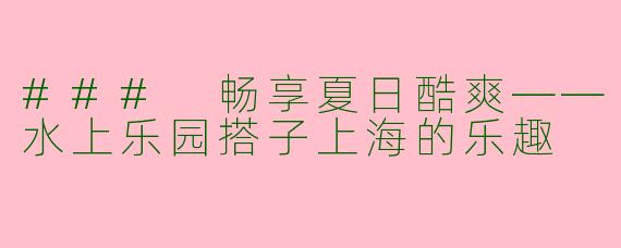 ### 畅享夏日酷爽——水上乐园搭子上海的乐趣