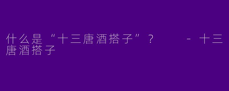 什么是“十三唐酒搭子”？  