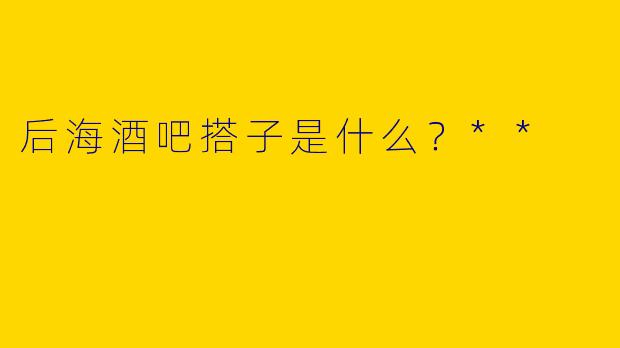 后海酒吧搭子是什么？**