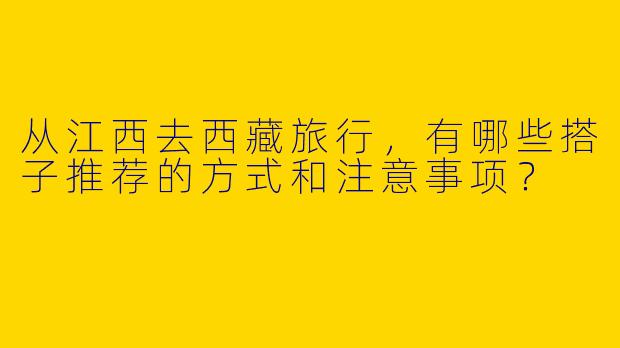 从江西去西藏旅行，有哪些搭子推荐的方式和注意事项？