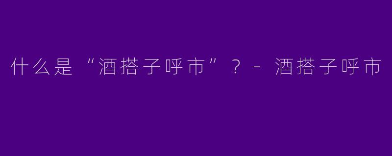 什么是“酒搭子呼市”？-酒搭子呼市