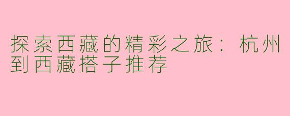 探索西藏的精彩之旅：杭州到西藏搭子推荐