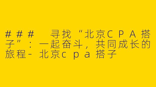 ### 寻找“北京CPA搭子”：一起奋斗，共同成长的旅程-北京cpa搭子