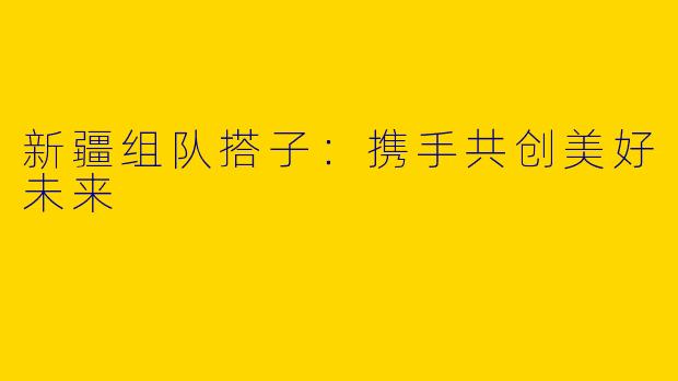 新疆组队搭子：携手共创美好未来