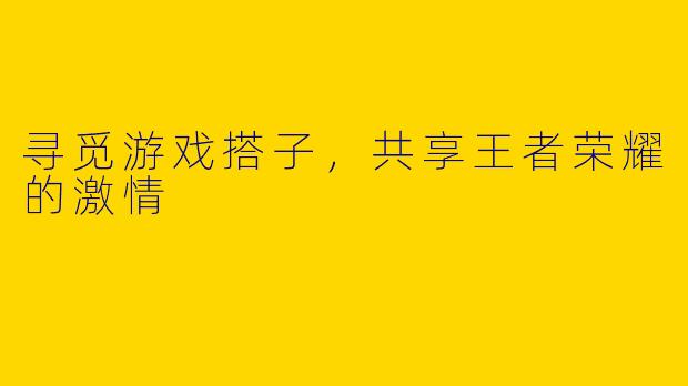 寻觅游戏搭子，共享王者荣耀的激情