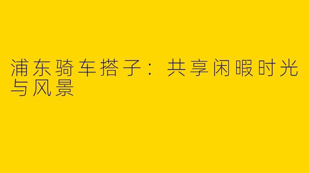 浦东骑车搭子：共享闲暇时光与风景