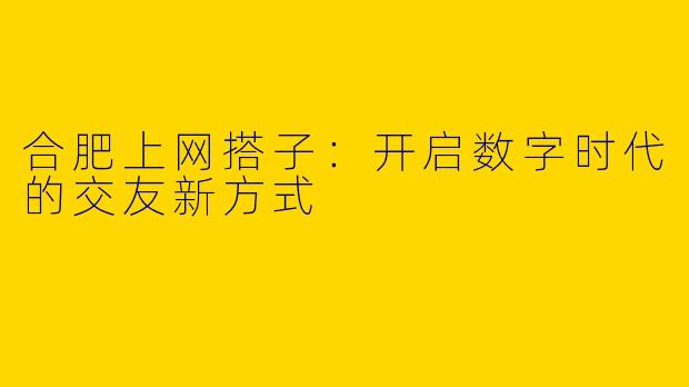 合肥上网搭子：开启数字时代的交友新方式