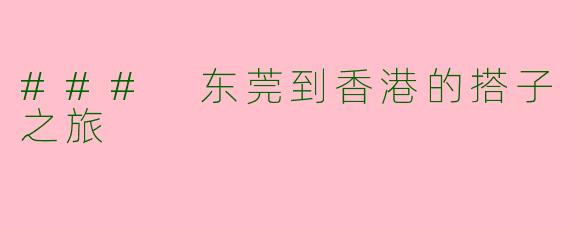 ### 东莞到香港的搭子之旅