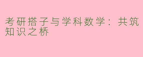 考研搭子与学科数学：共筑知识之桥