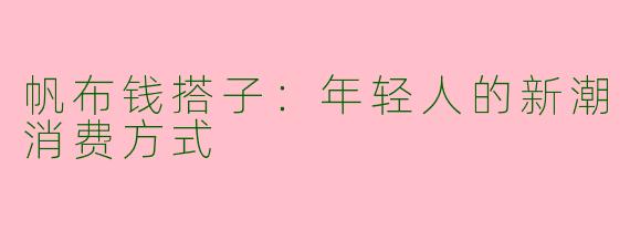 帆布钱搭子：年轻人的新潮消费方式