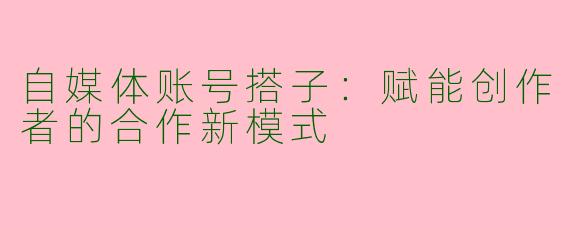 自媒体账号搭子：赋能创作者的合作新模式