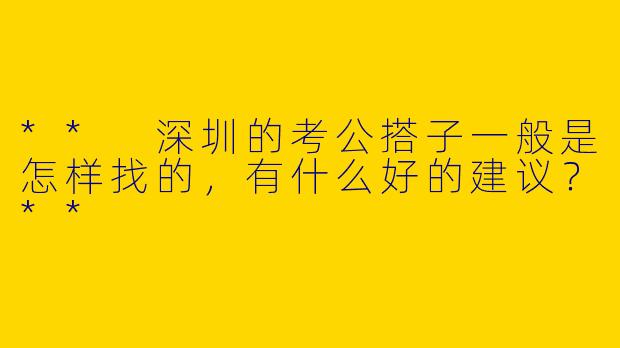 ** 深圳的考公搭子一般是怎样找的,有什么好的建议?**