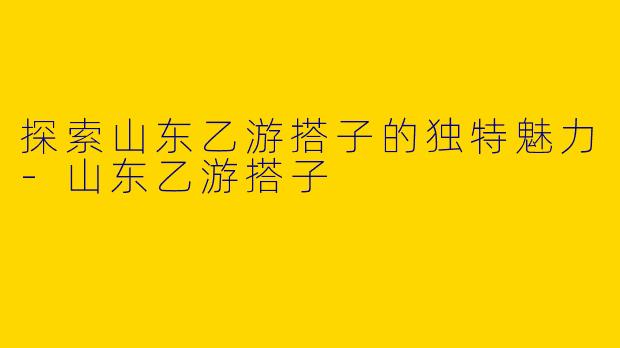 探索山东乙游搭子的独特魅力