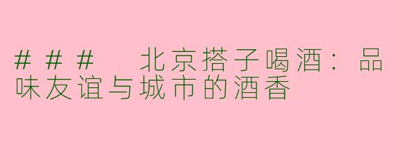 ### 北京搭子喝酒：品味友谊与城市的酒香
