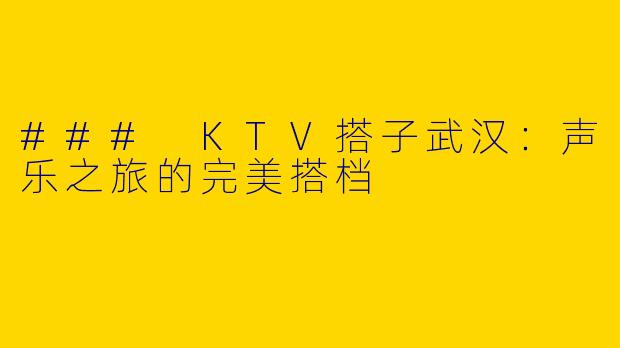 ### KTV搭子武汉：声乐之旅的完美搭档