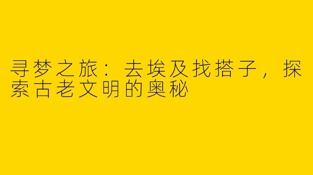寻梦之旅：去埃及找搭子，探索古老文明的奥秘