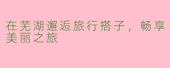 在芜湖邂逅旅行搭子，畅享美丽之旅