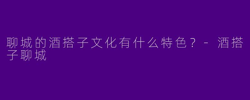 聊城的酒搭子文化有什么特色?