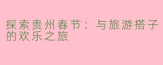 探索贵州春节：与旅游搭子的欢乐之旅