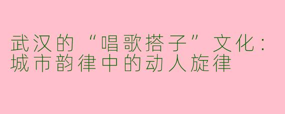 武汉的“唱歌搭子”文化：城市韵律中的动人旋律