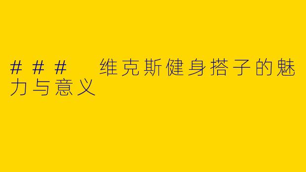 ### 维克斯健身搭子的魅力与意义