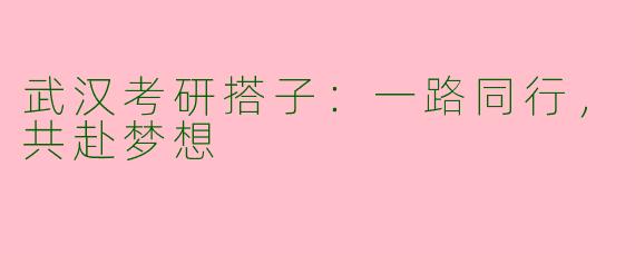 武汉考研搭子：一路同行，共赴梦想