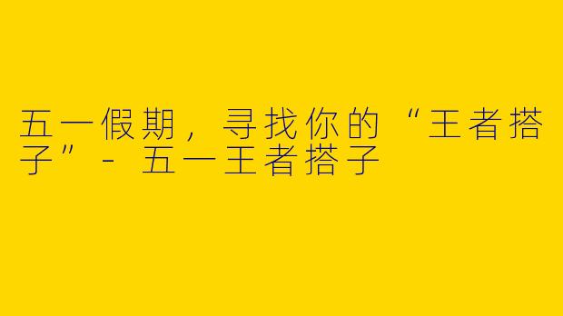 五一假期，寻找你的“王者搭子”-五一王者搭子