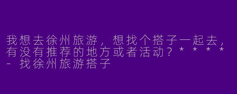 我想去徐州旅游,想找个搭子一起去,有没有推荐的地方或者活动?****