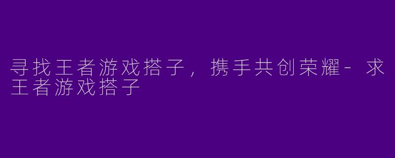 寻找王者游戏搭子，携手共创荣耀-求王者游戏搭子