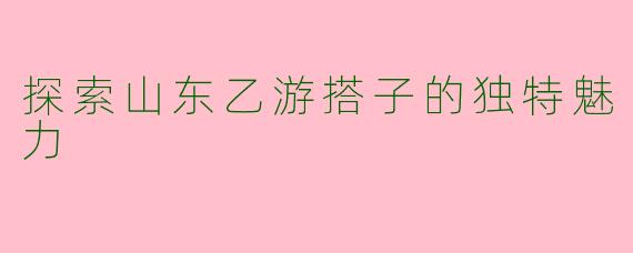 探索山东乙游搭子的独特魅力
