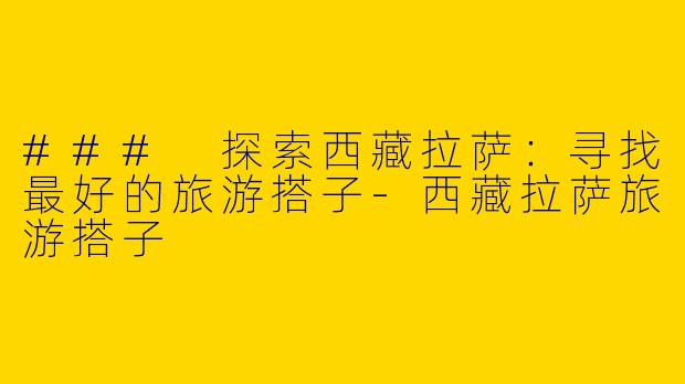 ### 探索西藏拉萨：寻找最好的旅游搭子-西藏拉萨旅游搭子
