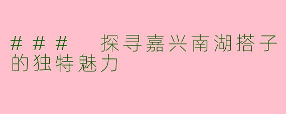 ### 探寻嘉兴南湖搭子的独特魅力