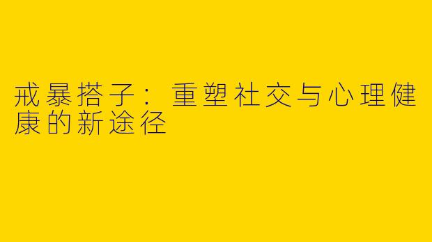 戒暴搭子：重塑社交与心理健康的新途径