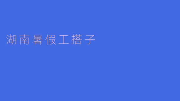 湖南的暑假工搭子有什么好的推荐吗?