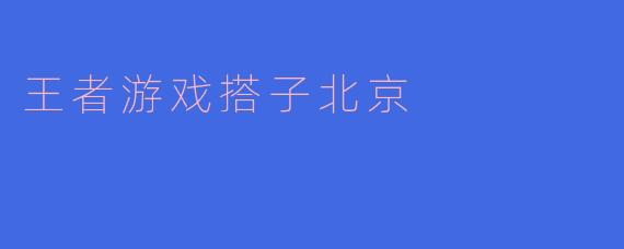 王者游戏搭子北京