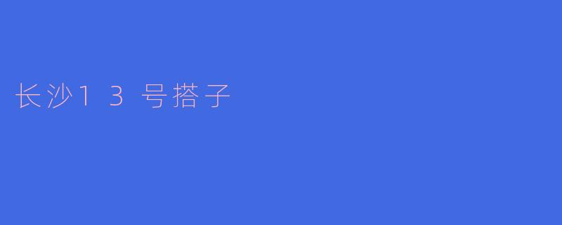 长沙13号搭子是什么?