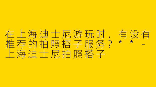 在上海迪士尼游玩时,有没有推荐的拍照搭子服务?**