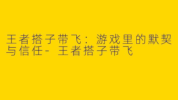 王者搭子带飞：游戏里的默契与信任-王者搭子带飞