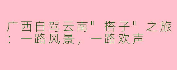 广西自驾云南"搭子"之旅:一路风景,一路欢声