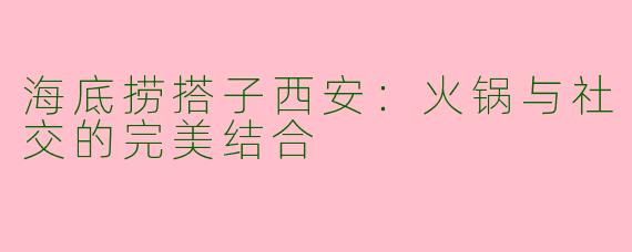海底捞搭子西安：火锅与社交的完美结合