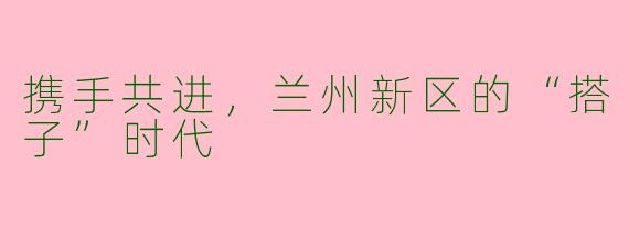 携手共进，兰州新区的“搭子”时代