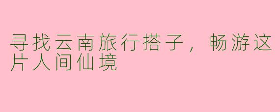 寻找云南旅行搭子，畅游这片人间仙境